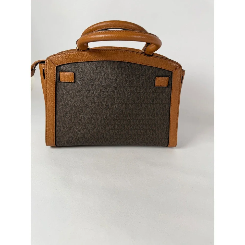 Michael Kors Karson‎ Satchel Brown Signature MK Logo Acorn Leather Handbag